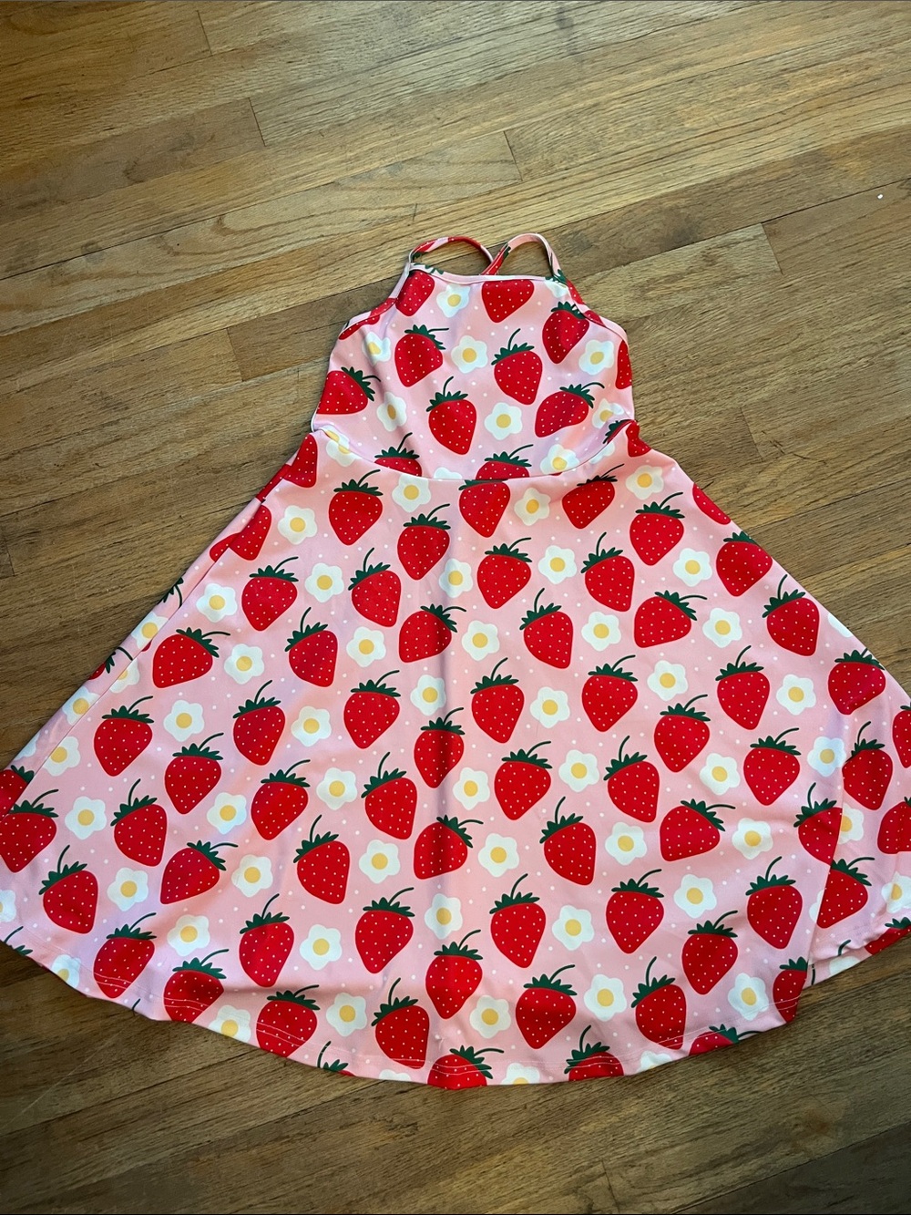 Amazon Pink Strawberry Print Halter Dress for Kids